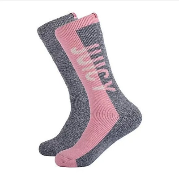 Juicy Couture Other - Juicy Couture 2 Pair Multi color pink/grey contrast Boot Socks Womens Thick&soft